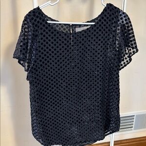 LOFT Swiss dot blue cap sleeve top